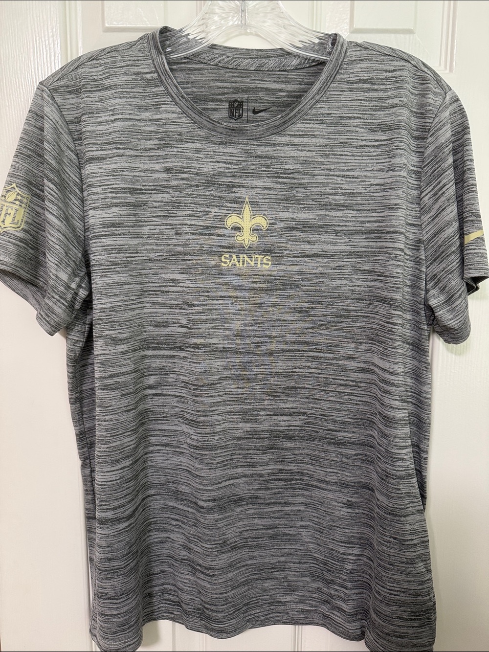 Nike Gray Heather New Orleans Saints Short Sleeve Tee with Gold Logo